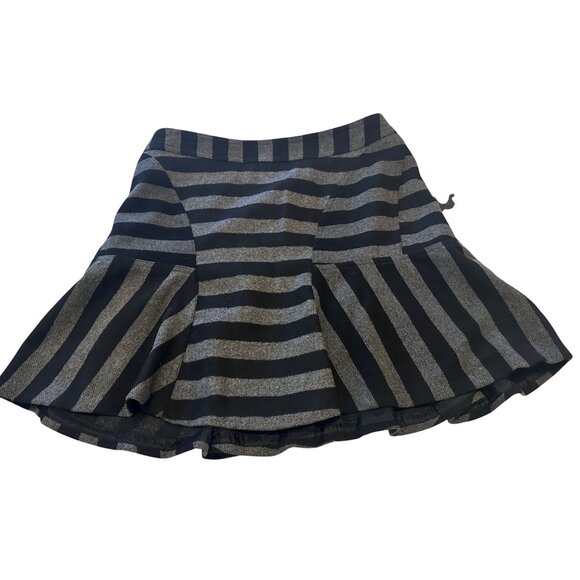 Worthington Mini Skater Skirt Wool Blend Black/Gray Stripes Women's Size 8 - Picture 1 of 16